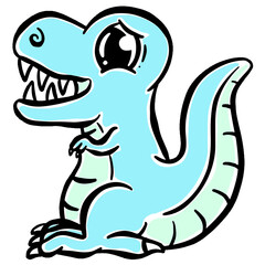 Cute Cartoon Dinosaur Illustration for Children Looking Happy Vector