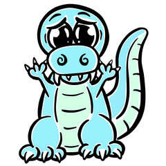 Cute Cartoon Dinosaur Illustration for Children Looking Happy Vector