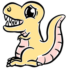 Cute Cartoon Dinosaur Illustration for Children Looking Happy Vector