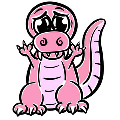 Cute Cartoon Dinosaur Illustration for Children Looking Happy Vector