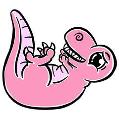 Cute Cartoon Dinosaur Illustration for Children Looking Happy Vector