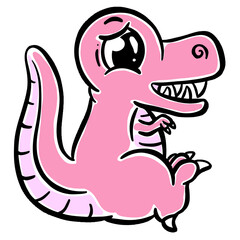 Cute Cartoon Dinosaur Illustration for Children Looking Happy Vector