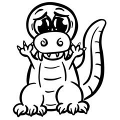 Cute Cartoon Dinosaur Illustration for Children Looking Happy Vector