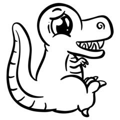 Cute Cartoon Dinosaur Illustration for Children Looking Happy Vector © squeebcreative