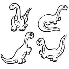Cute Cartoon Dinosaur Illustration for Children Looking Happy Vector