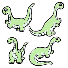 Cute Cartoon Dinosaur Illustration for Children Looking Happy Vector