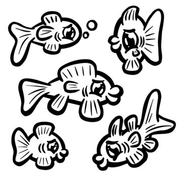 Cartoon Style Fish Goldfish Icon or Logo Idea for Fishing 