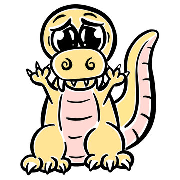 Cute Cartoon Dinosaur Illustration for Children Looking Happy Vector
