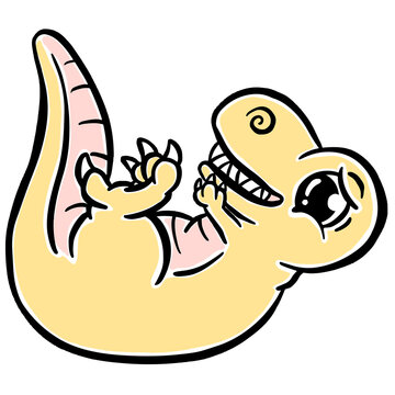 Cute Cartoon Dinosaur Illustration for Children Looking Happy Vector