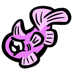Cartoon Style Fish Goldfish Icon or Logo Idea for Fishing 