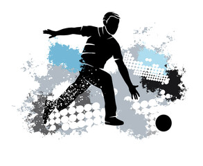 Bowling sport graphic with dynamic background.