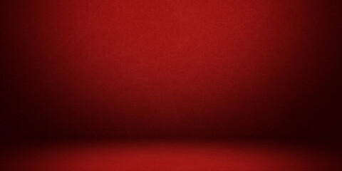 Empty red color studio room background, can use for background and product display