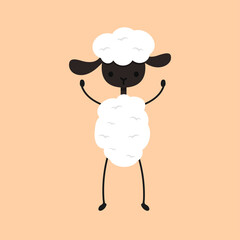 Sheep cartoon vector. sheep character design. wallpaper. symbol. free space for text.