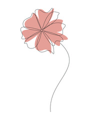 Minimal contemporary drawing. Line art flower vector. Floral design element for print, beauty branding, card, poster. Contour silhouette illustration isolated on white.