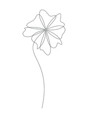 Abstract line art flower vector. Floral design element for print, beauty branding, card, poster. Contour silhouette illustration isolated on white. Minimal contemporary drawing.