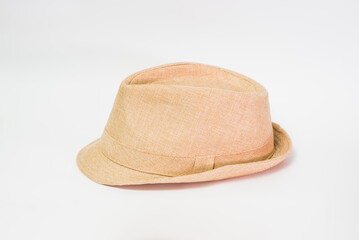 Unisex hat in beige color isolated on white background.