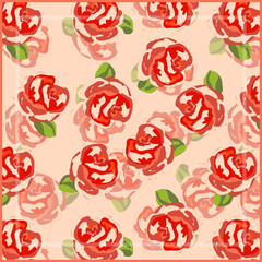 Print for kerchief, bandana, scarf, handkerchief, shawl, neck scarf. Squared pattern with ornament for fabric, textile, silk products. Paisley vector with abstract flowers. Floral folk tracery