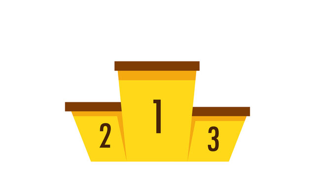 Yellow podium stage winners icon. Flat illustration of 123 podium stage vector icon isolated on white background.