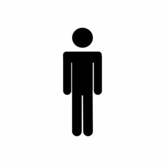 A pictogram of a person, a figure of a standing person isolated on a white background, a sign, a sketch
