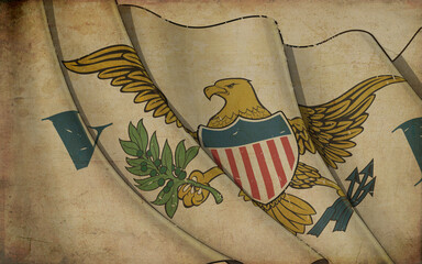 Old Paper Print - Waving Flag of US Virgin Islands