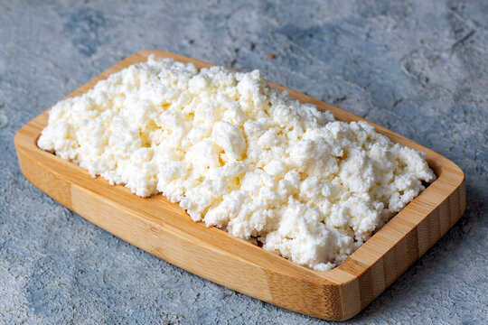 Organic homemade cottage cheese or curd in bowl (Turkish name; lor peyniri)