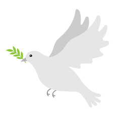 Vector flat pigeon of peace isolated on white background