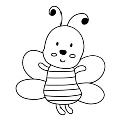 cute bee digital stamp SVG outline illustration