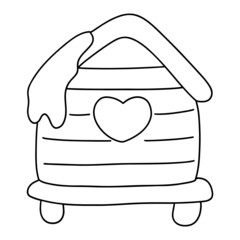 Honey Bee House digital stamp SVG outline illustration
