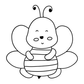 cute bee digital stamp SVG outline illustration