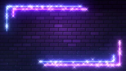 Animation of the square box made of neon flashing lights