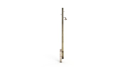Old wooden lammpost render on a white background. 3D rendering