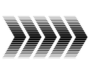 Black striped arrows on a white background of thin lines Modern striped pattern. Vector illustration