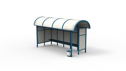 Old bus stop render on a white background. 3D rendering