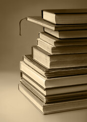 Stack of old books. Ancient background