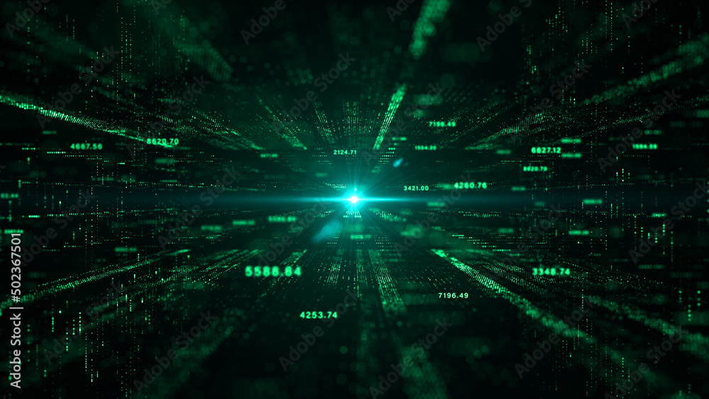 Poster technology abstract background, digital cyberspace with numbers, technology digital big data network
