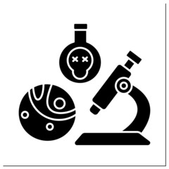 Toxicology glyph icon. Study of poisons and scientific discipline. Research and development. Pharmacy concept. Filled flat sign. Isolated silhouette vector illustration