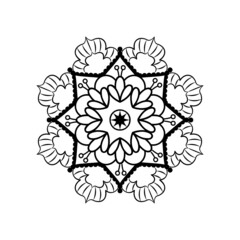 Hand drawn outline mandala art. Vector illustration isolated on a white background for coloring page, meditation, print and more.
