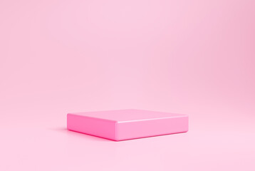 Cube Pink podium product display pedestal empty studio scene presentation room on pink background 3d illustration rendering