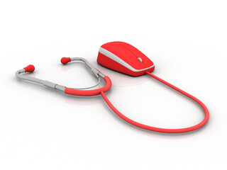 3d rendering stethoscope connected computer mouse 