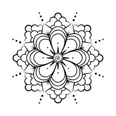 Hand drawn outline mandala art. Vector illustration isolated on a white background for coloring page, meditation, print and more.