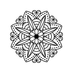 Hand drawn outline mandala art. Vector illustration isolated on a white background for coloring page, meditation, print and more.