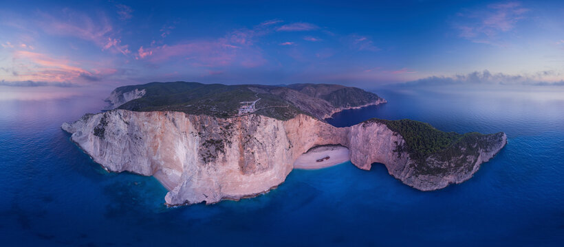 Panoramic aerial view of Zakinthos island, Greece.