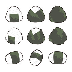 三角と俵型のおにぎりのセット　線あり