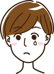 女性　顔　表情　泣き顔　涙　悲しい