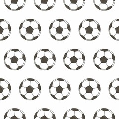 Vector pattern with soccer balls. Black and white balls. Sports background. Sports pattern for print.