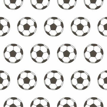 Vector pattern with soccer balls. Black and white balls. Sports background. Sports pattern for print.