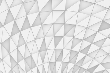 White curved geometric mosaic abstract background. Abstract triangles 3d render illustration