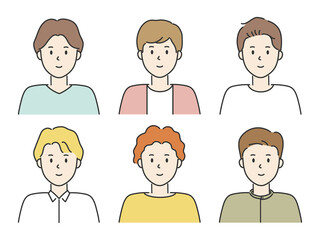 Set of smiling men, vector illustration