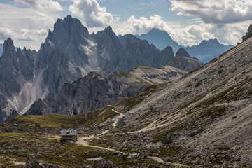 Fototapeta na wymiar Mountain trail Tre Cime di Lavaredo in Dolomites