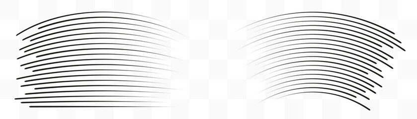 Set of speed lines. Design element, motion effect signs. Black lines on white background. Vector illustration.
